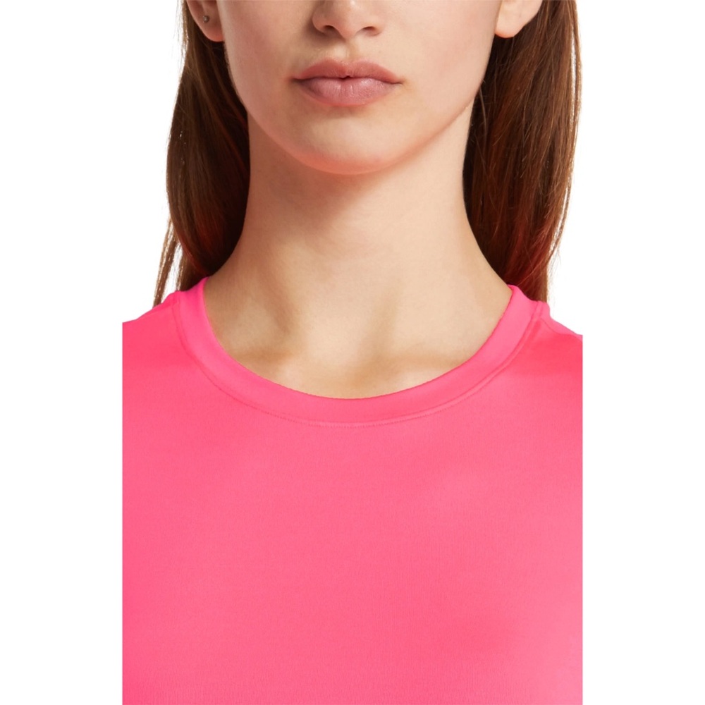 Alo Yoga Alosoft Crop Finesse Short Sleeve Fluorescent Pink Coral XS - Picture 3 of 7